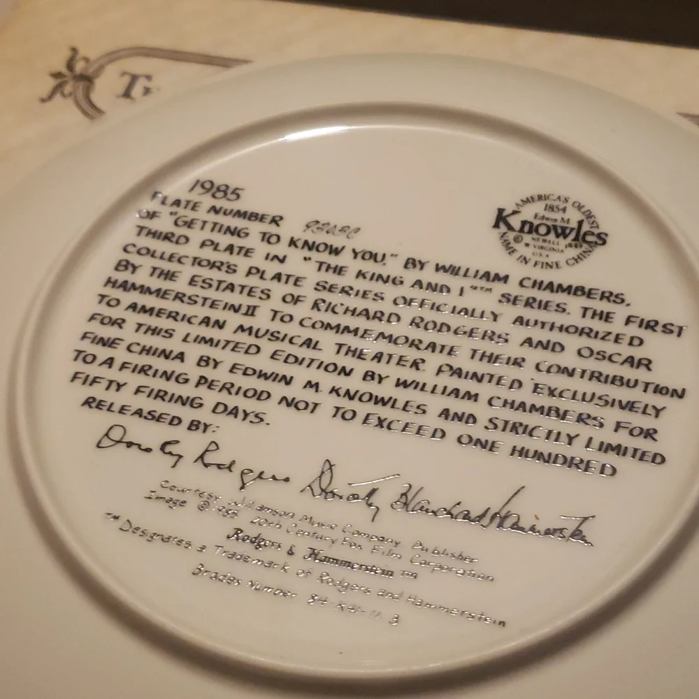 GETTING TO KNOW YOU  COLLECTOR PLATE - Picture 6 of 6